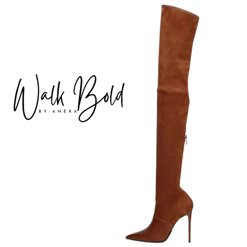 Preorder Suede and Leather Stretch Over Knee Thigh High Boots (ETA 11/4-11-11)