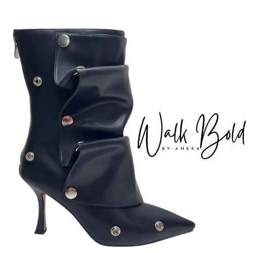 Preorder Leather Metal Buttons Ankle Boots (ETA 11/4-11-11)