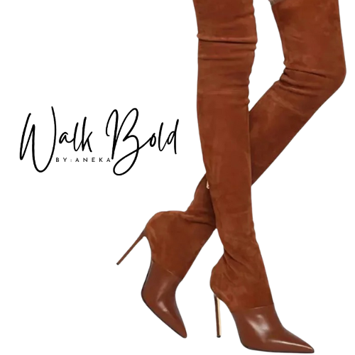 Preorder Suede and Leather Stretch Over Knee Thigh High Boots (ETA 11/4-11-11)