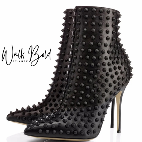 Preorder Spike Leather Ankle Boots (ETA 11/4-11-11)