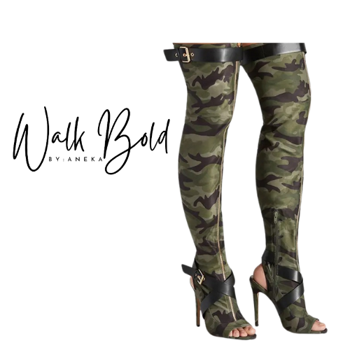 Preorder Over Knee Peep Toe Camouflage Boots (ETA 11/4-11-11)