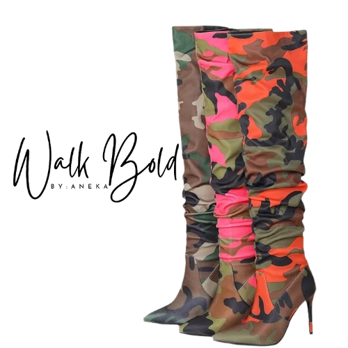 Preorder Camouflage Slouchy High-Heel Boots (ETA 11/4-11-11)