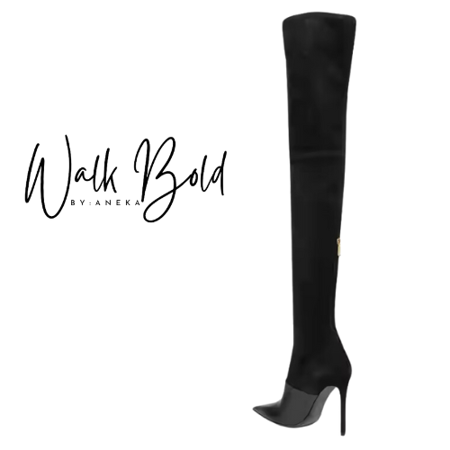 Preorder Suede and Leather Stretch Over Knee Thigh High Boots (ETA 11/4-11-11)